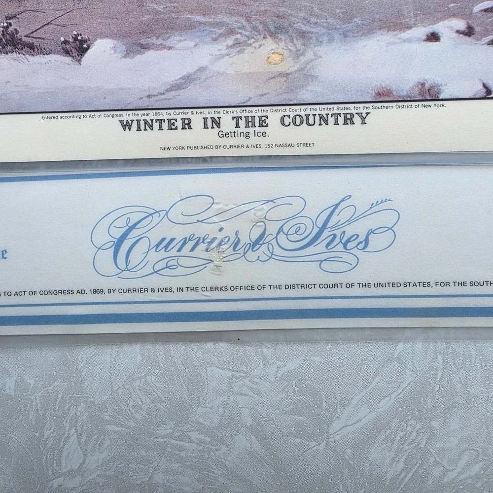 Vintage Currier & Ives Placemats Set of 8 Multicolor American‎ Winter Scenes